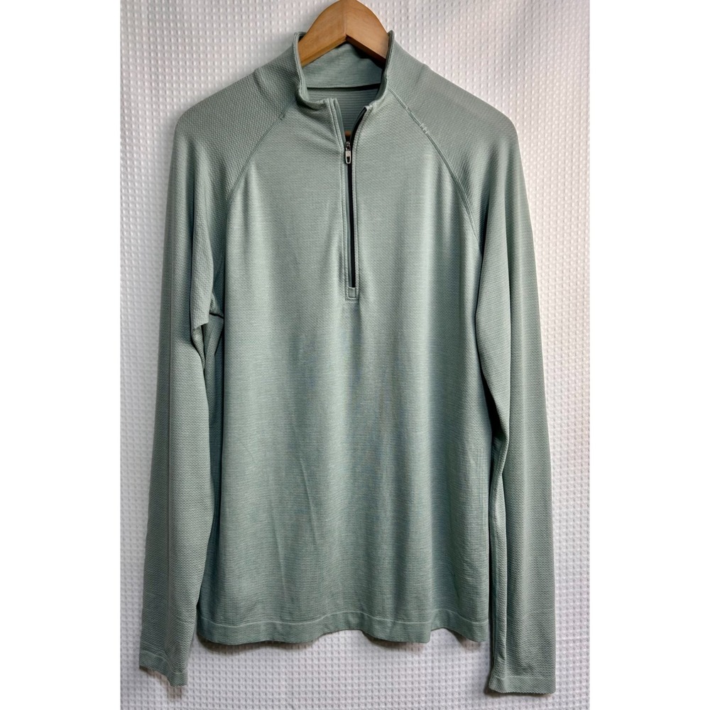 Lululemon Metal Vent Tech 1/2 Zip Shirt Mens Large Light Green Blue Pullover j
